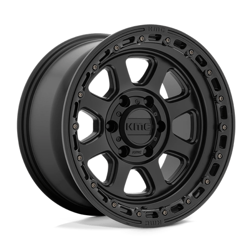 KMC KM548 CHASE SATIN BLACK W/ GLOSS BLACK LIP 8X6.5 17X9 -12 125.1HB