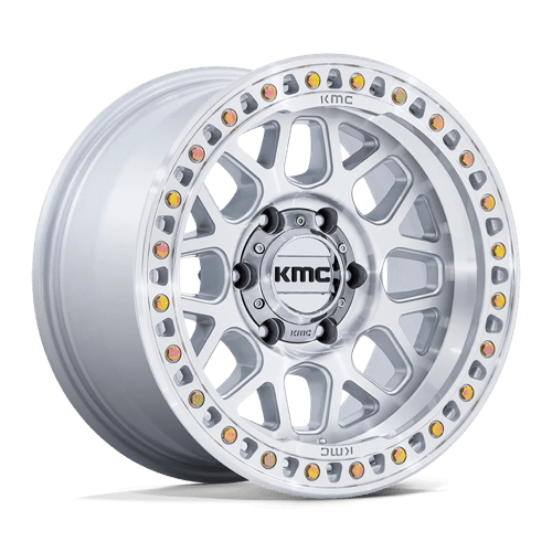 KMC KM549 GRS GLOSS SILVER W/ MACHINED FACE 6X4.5 17X9 +18 66.06HB