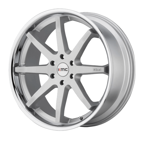 KMC KM715 REVERB BRUSHED SILVER W/ CHROME LIP 6X5.5 22X9.5 +30 100.3HB