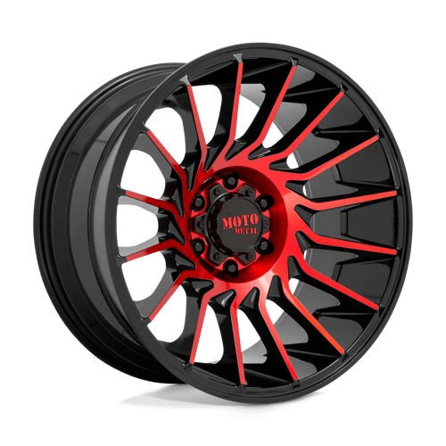 Moto Metal MO807 GLOSS BLACK MACHINED W/ RED TINT 8X6.5 20X10 -18 125.1HB