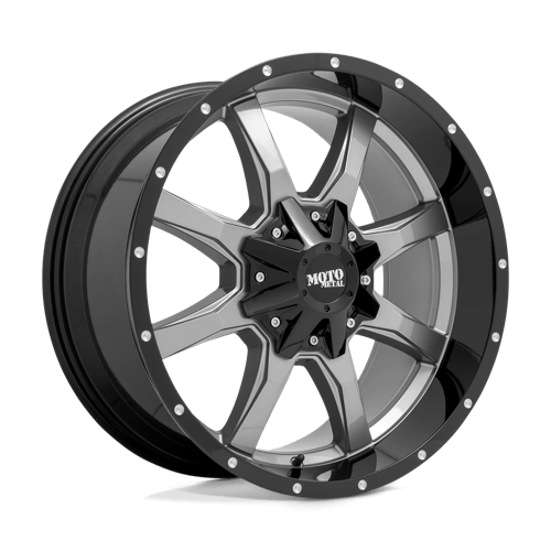 Moto Metal MO970 GLOSS GRAY CENTER W/ GLOSS BLACK LIP 5x114.3 18X9 +18 74.1HB