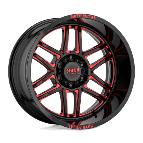 Moto Metal MO992 FOLSOM GLOSS BLACK MILLED W/ RED TINT 8X6.5 20X10 -18 125.1HB
