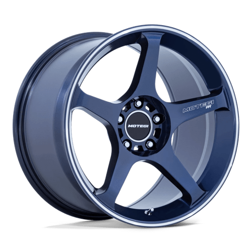 Motegi MR159 BATTLE V OBSIDIAN BLUE W/ MACHINED LIP STRIPE 5x114.3 18X10.5 +25 72.56HB