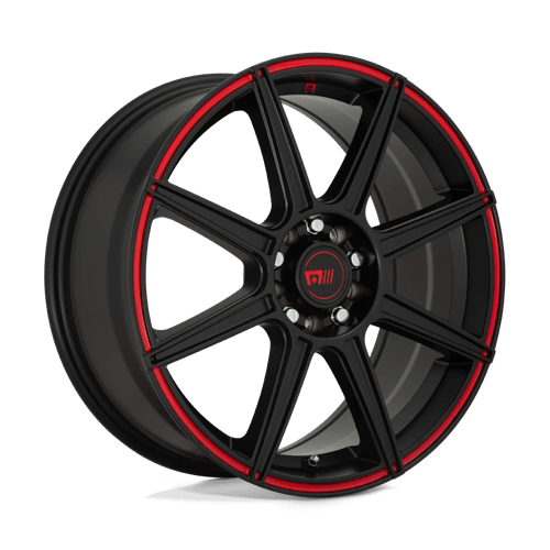 Motegi MR142 CS8 SATIN BLACK W/ RED STRIPE 5x114.3/120 18X8 +45 74.1HB