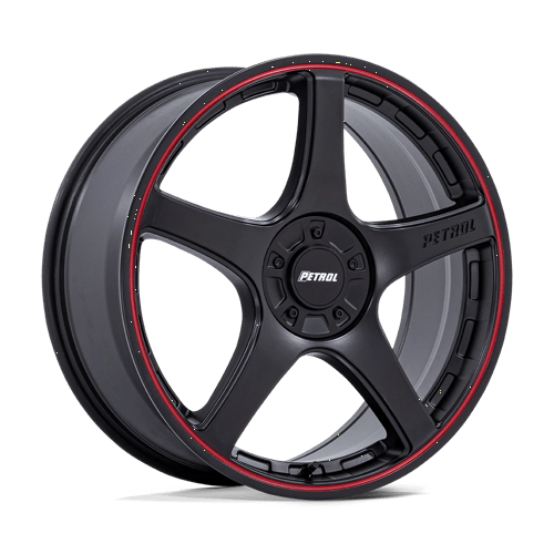 Petrol PE003 P2E MATTE BLACK W/ RED LIP 5X100/120 17X8 +35 72.56HB