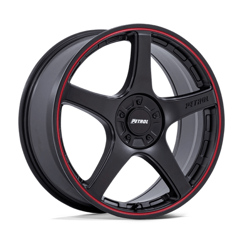 Petrol PE003 P2E MATTE BLACK W/ RED LIP 5X4.25/4.5 18X8 +40 72.56HB