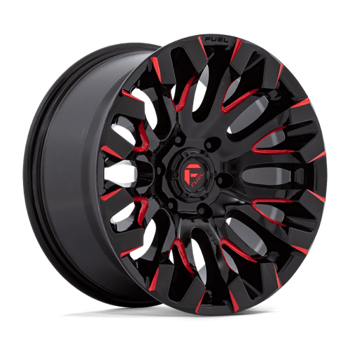 Fuel OffRoad D829 QUAKE GLOSS BLACK MILLED RED TINT 6X5.5 18X9 +1 106.1HB