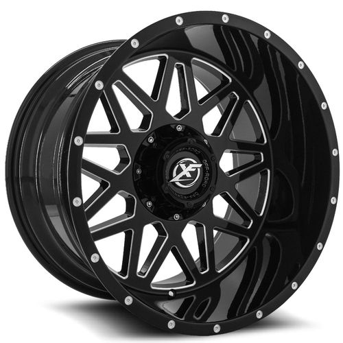 XF OFFROAD XF-211 Gloss Black Milled 20X12 5x127/5x139.7 +-44 78.1HB