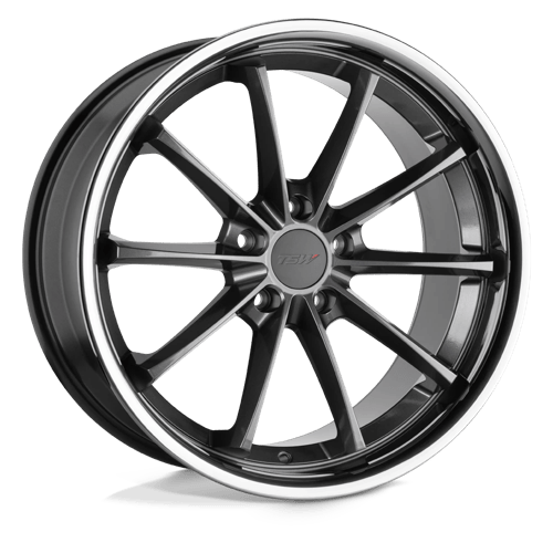 TSW SWEEP GLOSS GUNMETAL W/ STAINLESS LIP 5X112 18X9.5 +40 66.56HB