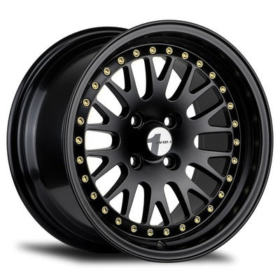 AV-12 MATTE BLACK W/ GOLD 15x8 4x100 et25 cb73.1