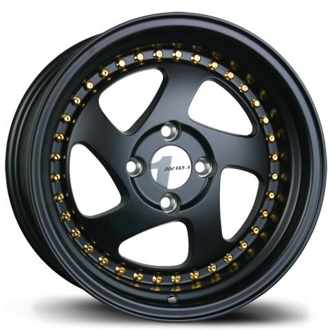 AV-19 MATTE BLACK W/ GOLD 15x8.5 4x100 et17 cb73.1