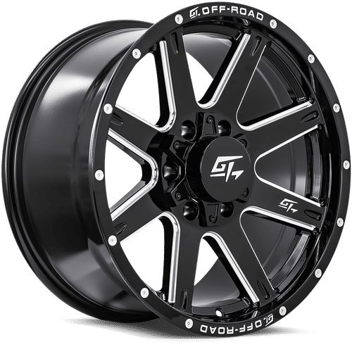 GT OFFROAD Invasion Gloss Black Milled 18X9 8x180 +12 125.2HB