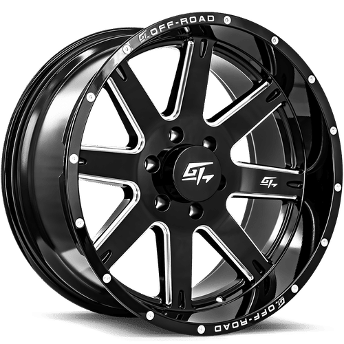 GT OFFROAD Invasion Gloss Black Milled 22X10 5x127 +-18 87.1HB
