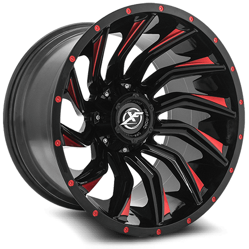 XF OFFROAD XF-224 Gloss Black Red Milling 20X10 5x127/5x139.7 +-12 78.1HB