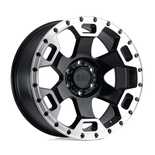 Black Rhino GAUNTLET GLOSS BLACK W/ MIRROR MACHINED RING 6X5.5 18X9 -18 112.1HB