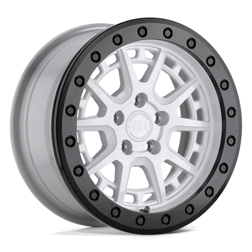 Black Rhino GRAVEL BEADLOCK GLOSS WHITE W/ BLACK RING & BOLTS 5X100 15X7 +15 72.56HB
