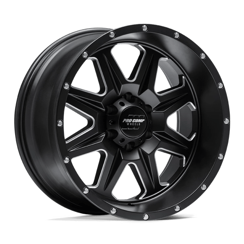 Pro Comp Alloys PA63 RECON SATIN BLACK MILLED 5X5.0 17X9 -6 71.5HB