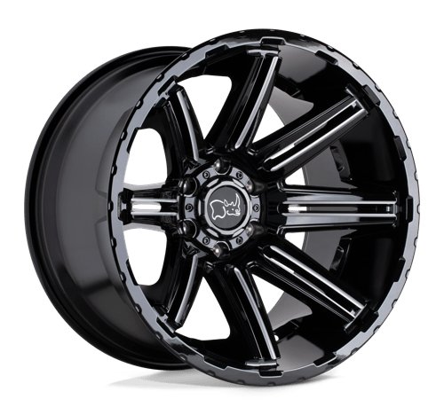 Black Rhino RAMPAGE GLOSS BLACK W/ MIRROR CUT FACE & TRANSLUCENT CLEAR 6X135 20X9.5 +12 87.1HB