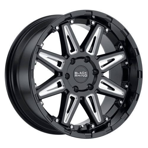 Black Rhino RUSH GLOSS BLACK W/ MILLED SPOKES 6X120 18X9.5 +12 67.06HB